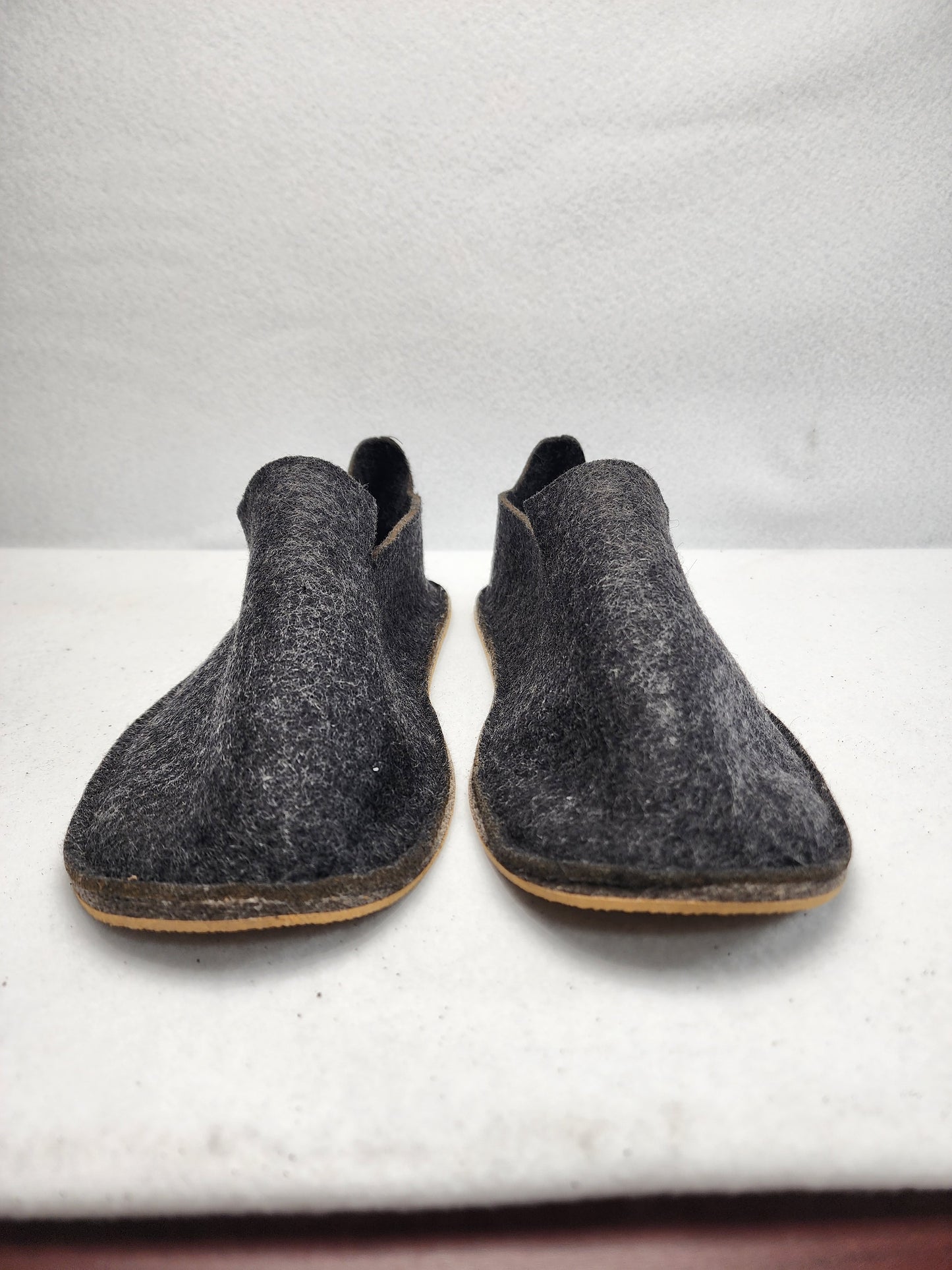 Brand Felt Slip-Ons- Charcoal