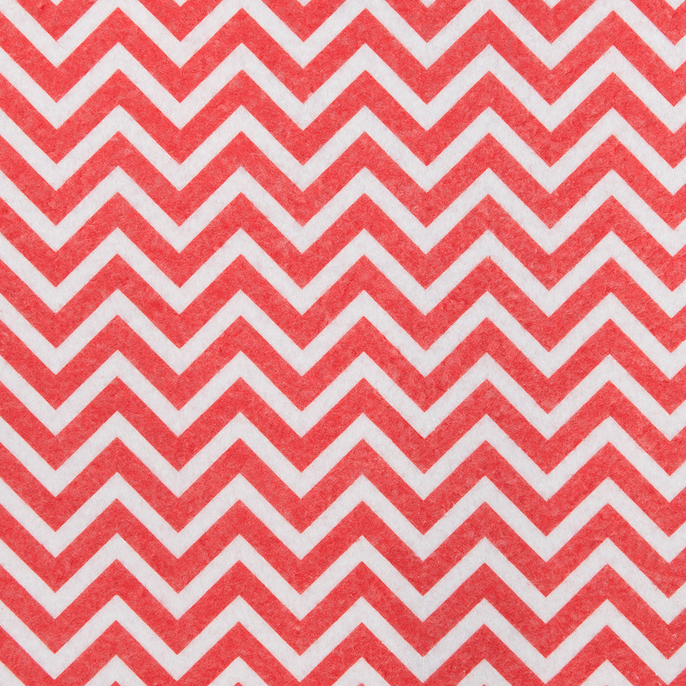 Patterned Craft Felt- Herringbone- Red & White