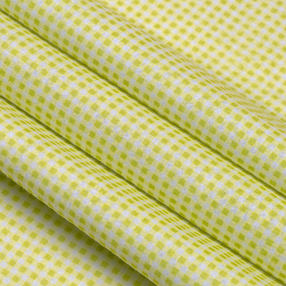 Patterned Craft Felt- Plaid- Lime Green & White