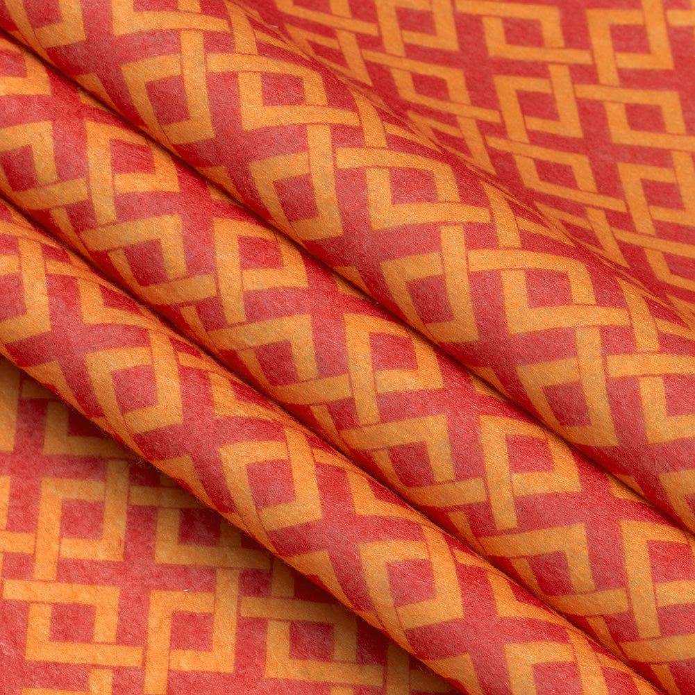 Patterned Craft Felt- Crosslink- Red & Burnt Orange