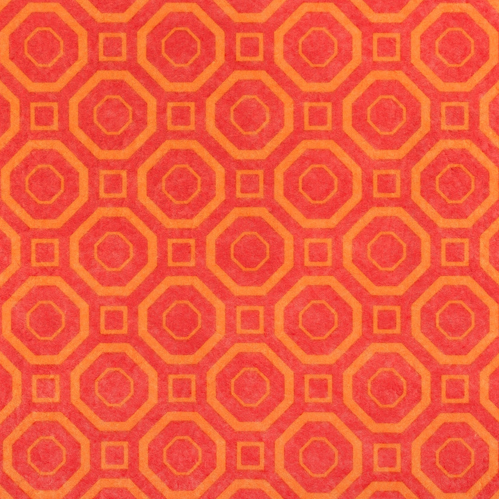 Patterned Craft Felt- Geometric Mosaic- Burnt Orange & Red