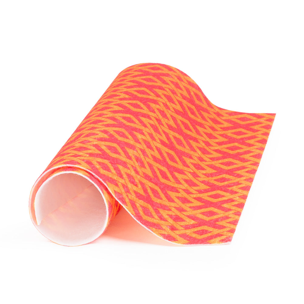 Patterned Craft Felt- Crosslink- Red & Burnt Orange