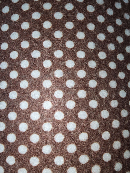 Patterned Craft Felt- Polka Dots- White on Brown