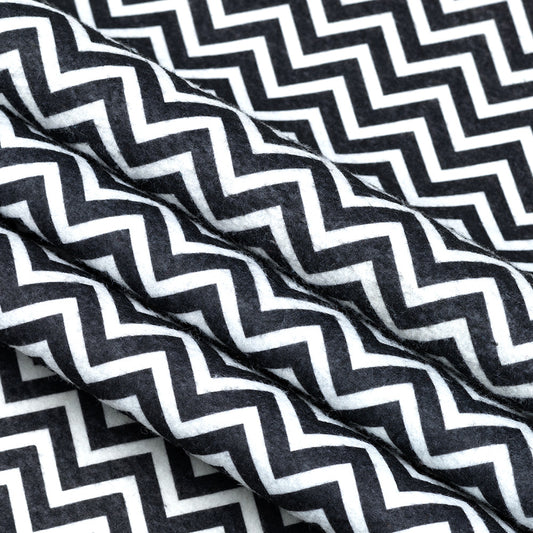 Patterned Craft Felt- Herringbone- Black & White