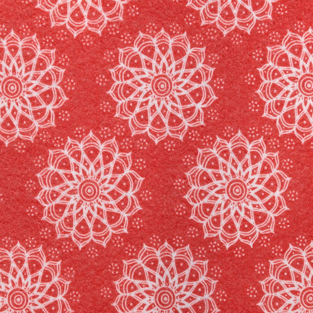 Patterned Craft Felt- Mandala- Red & White