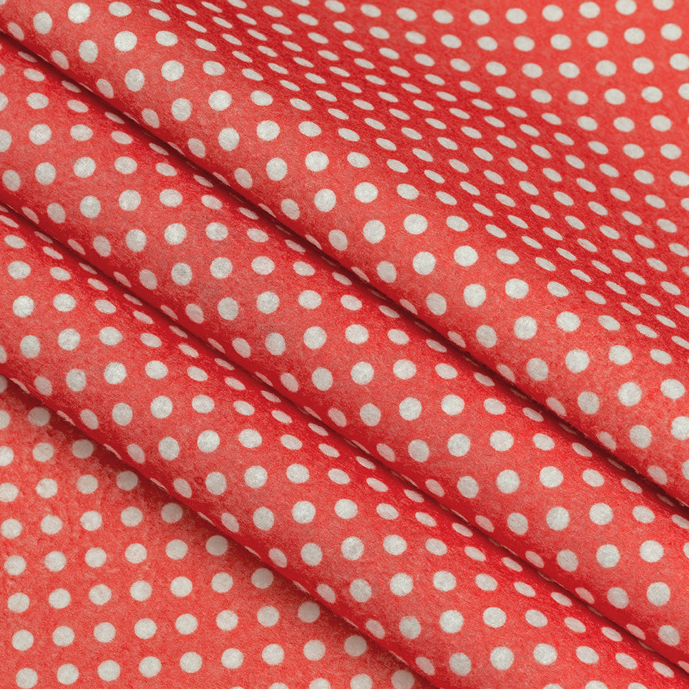 Patterned Craft Felt- Polka Dots- White on Red