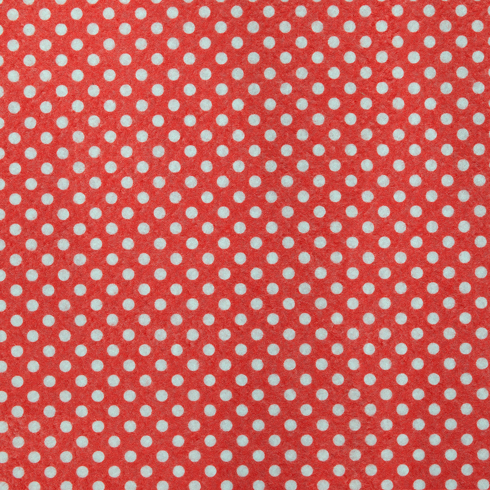 Patterned Craft Felt- Polka Dots- White on Red