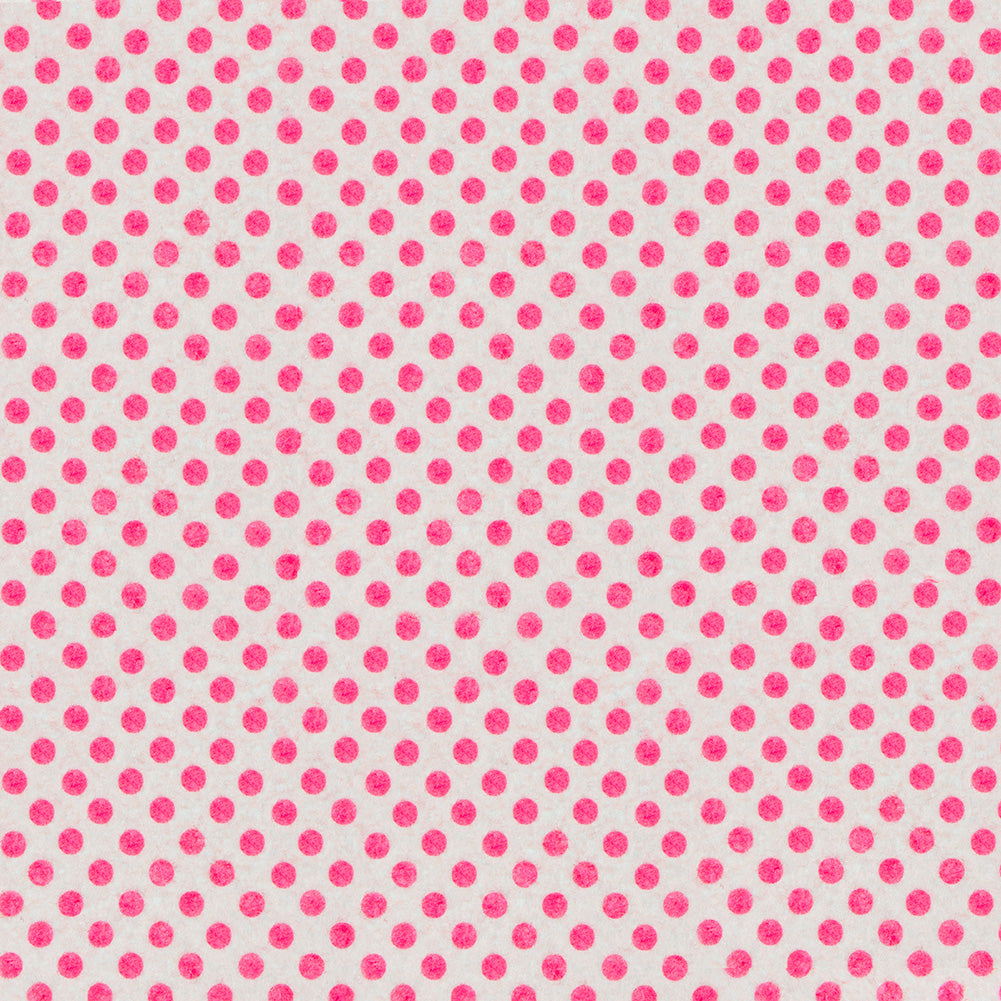 Patterned Craft Felt- Polka Dots- Pink on White