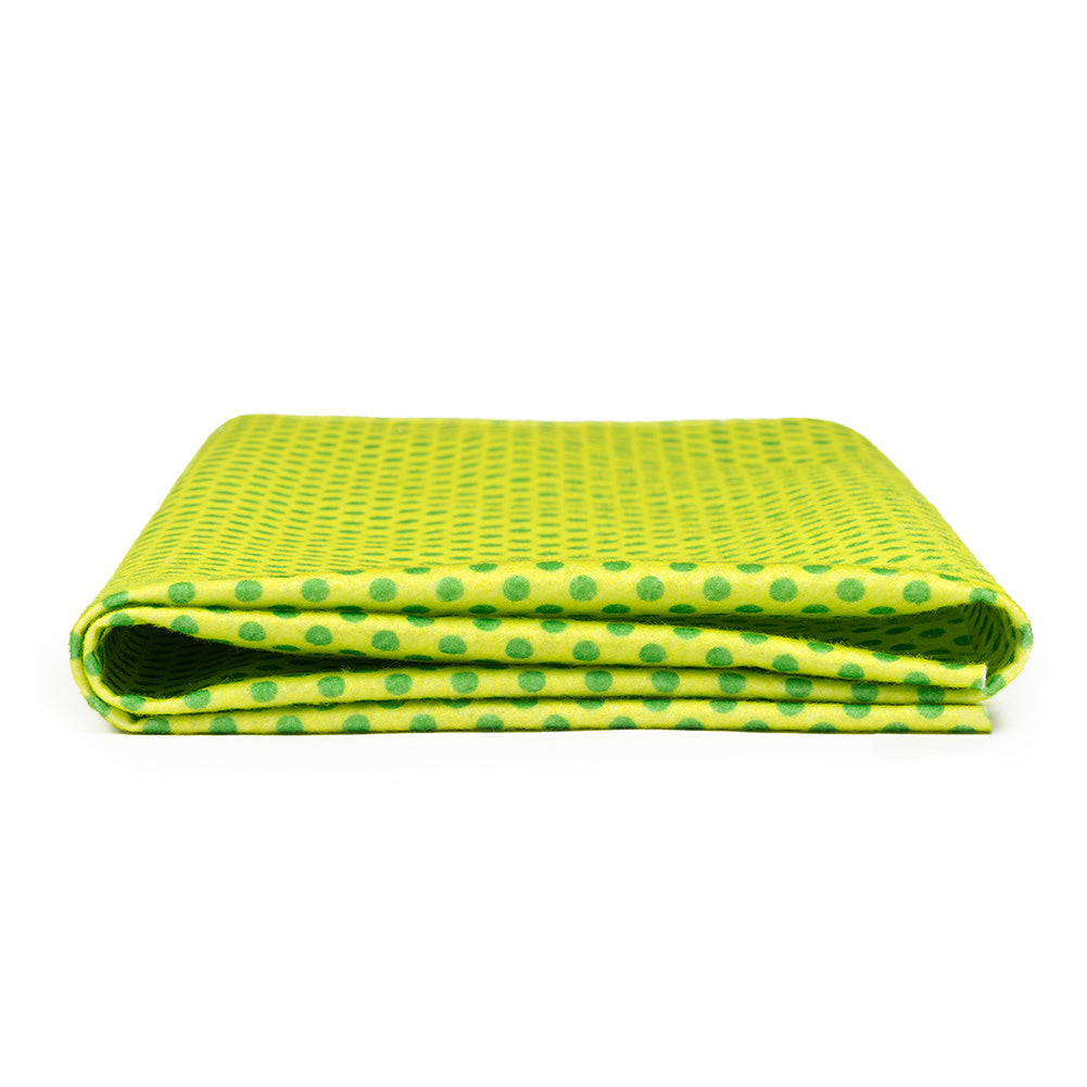 Patterned Craft Felt- Polka Dots- Forest Green on Lime Green