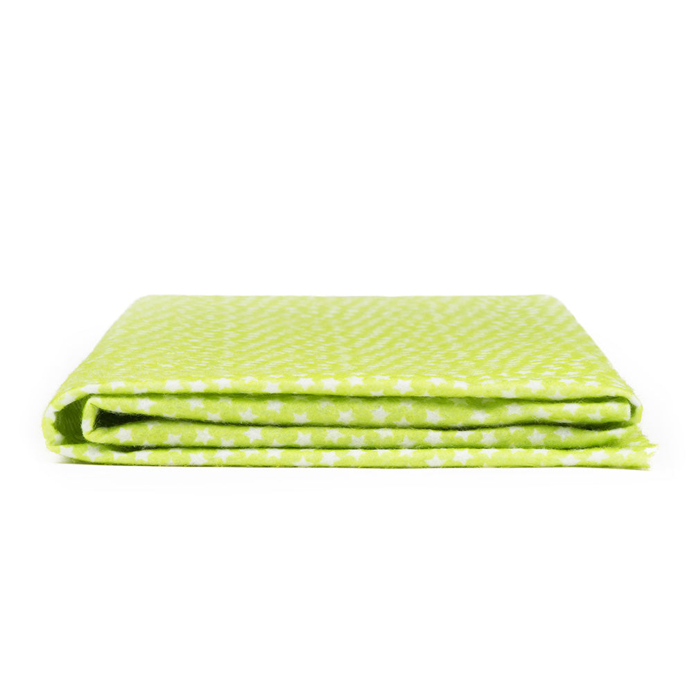 Patterned Craft Felt- Stars- Lime Green & White