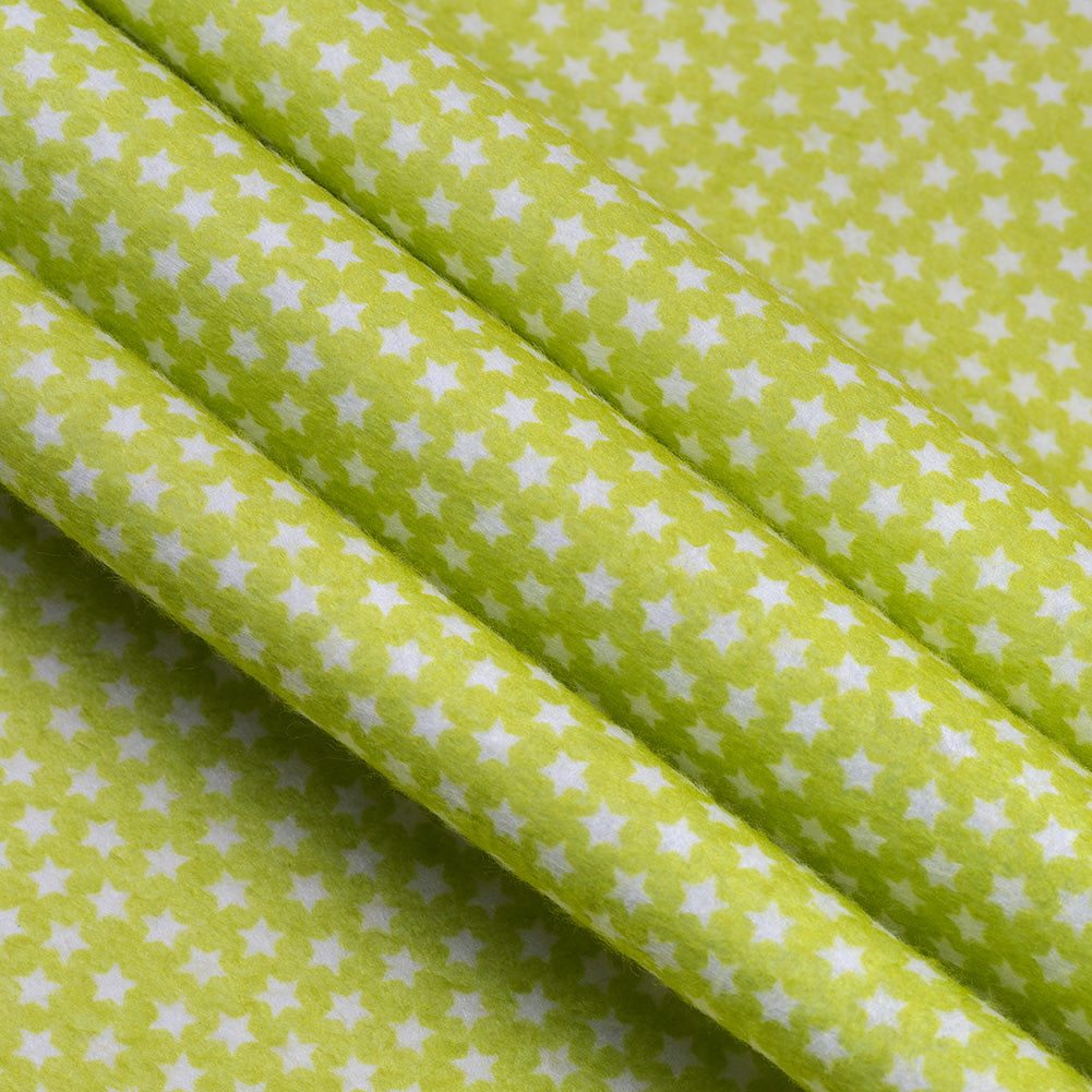 Patterned Craft Felt- Stars- Lime Green & White