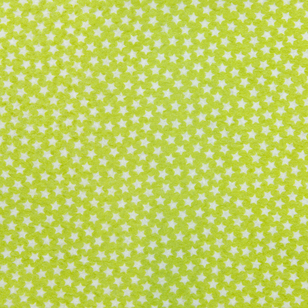 Patterned Craft Felt- Stars- Lime Green & White