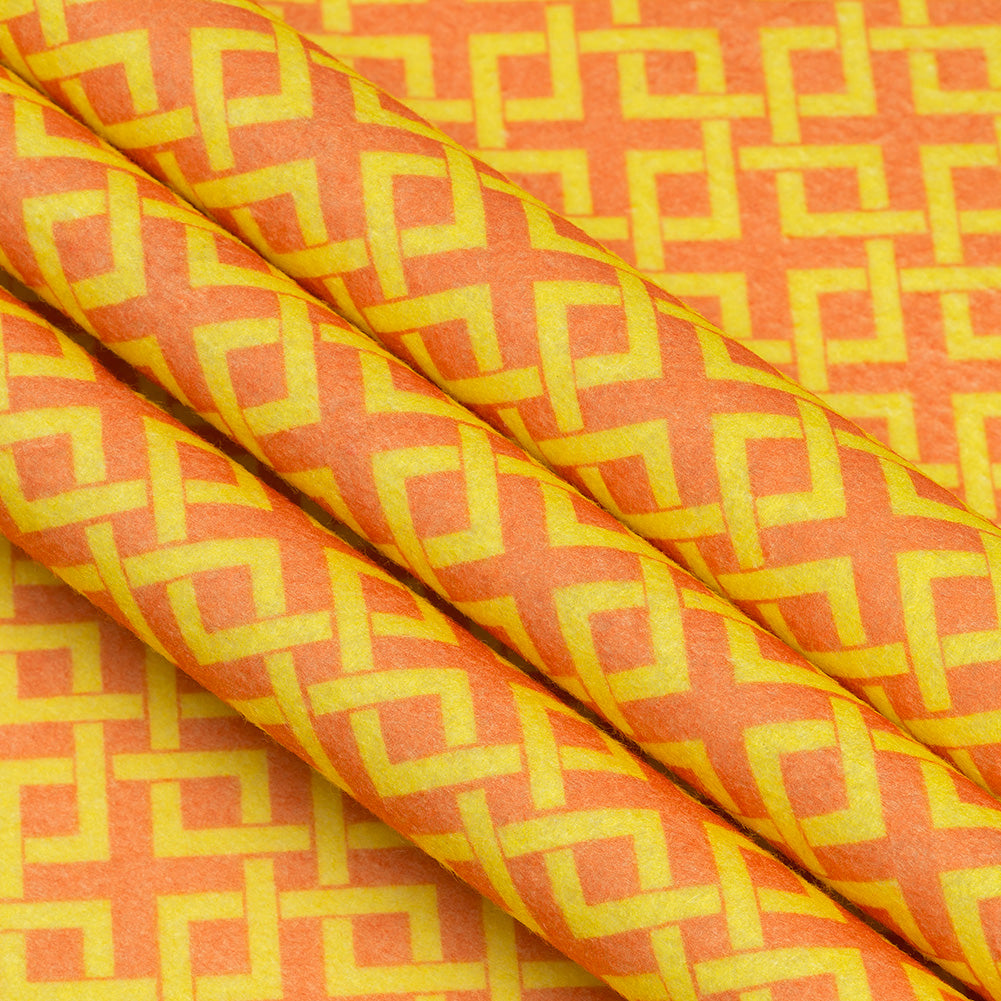 Patterned Craft Felt- Crosslink- Burnt Orange & Yellow