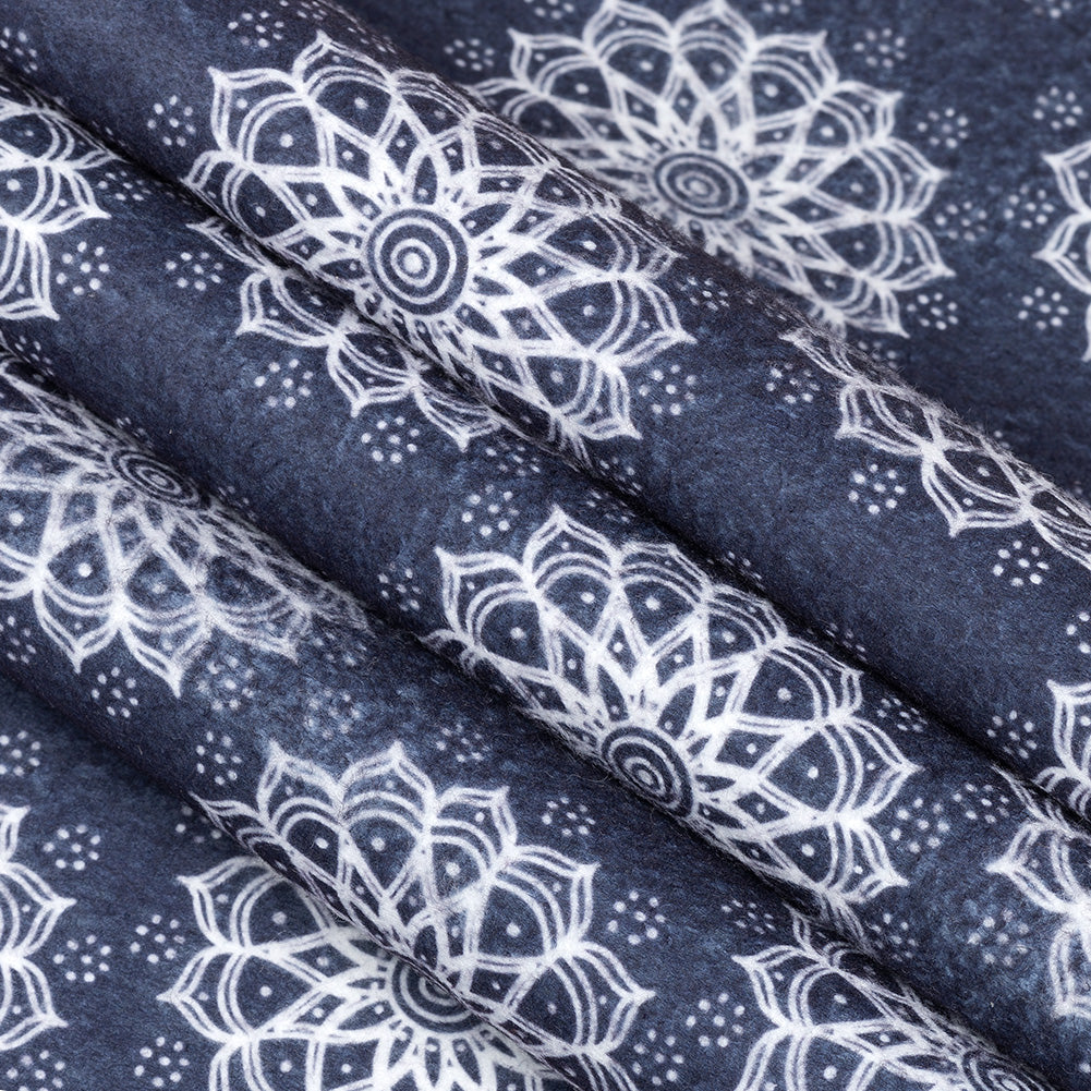 Patterned Craft Felt- Mandala- Navy Blue & White