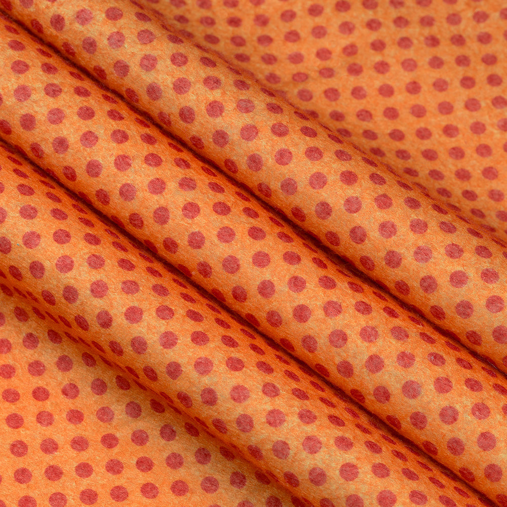 Patterned Craft Felt- Polka Dots- Red on Burnt Orange