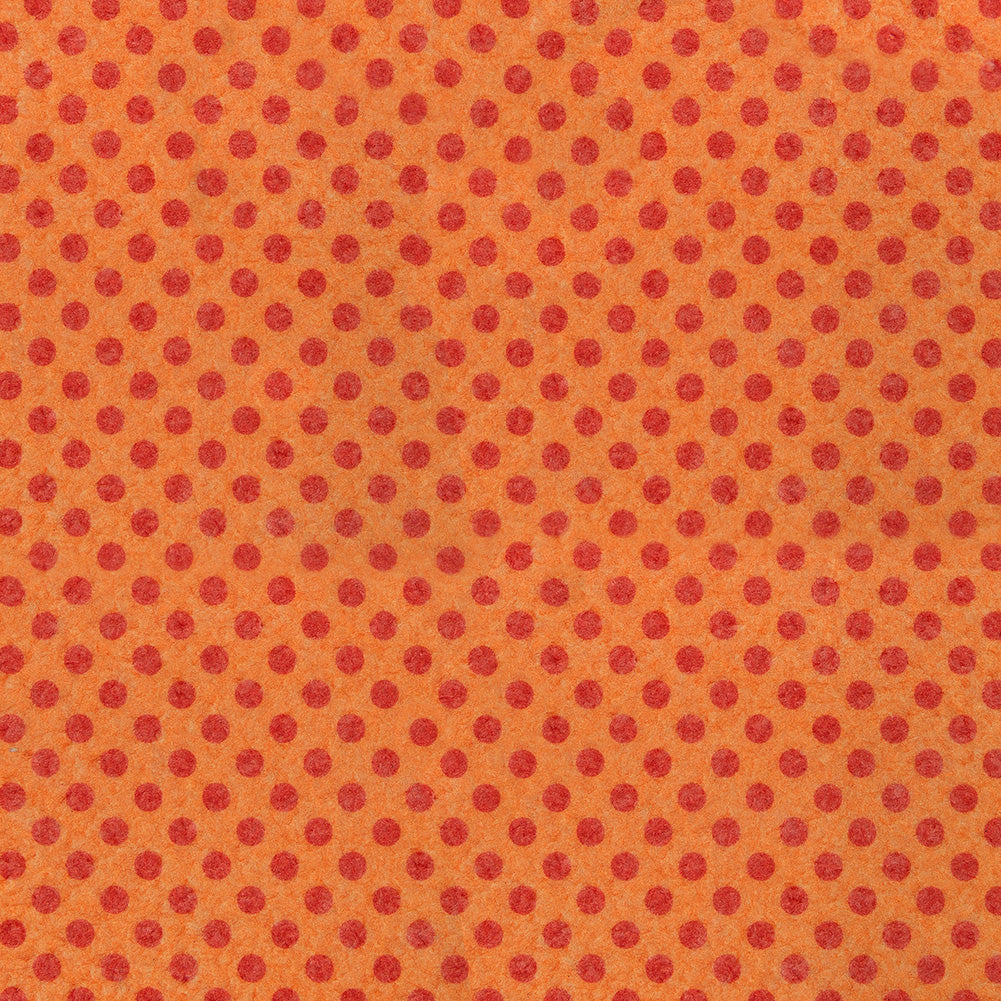 Patterned Craft Felt- Polka Dots- Red on Burnt Orange