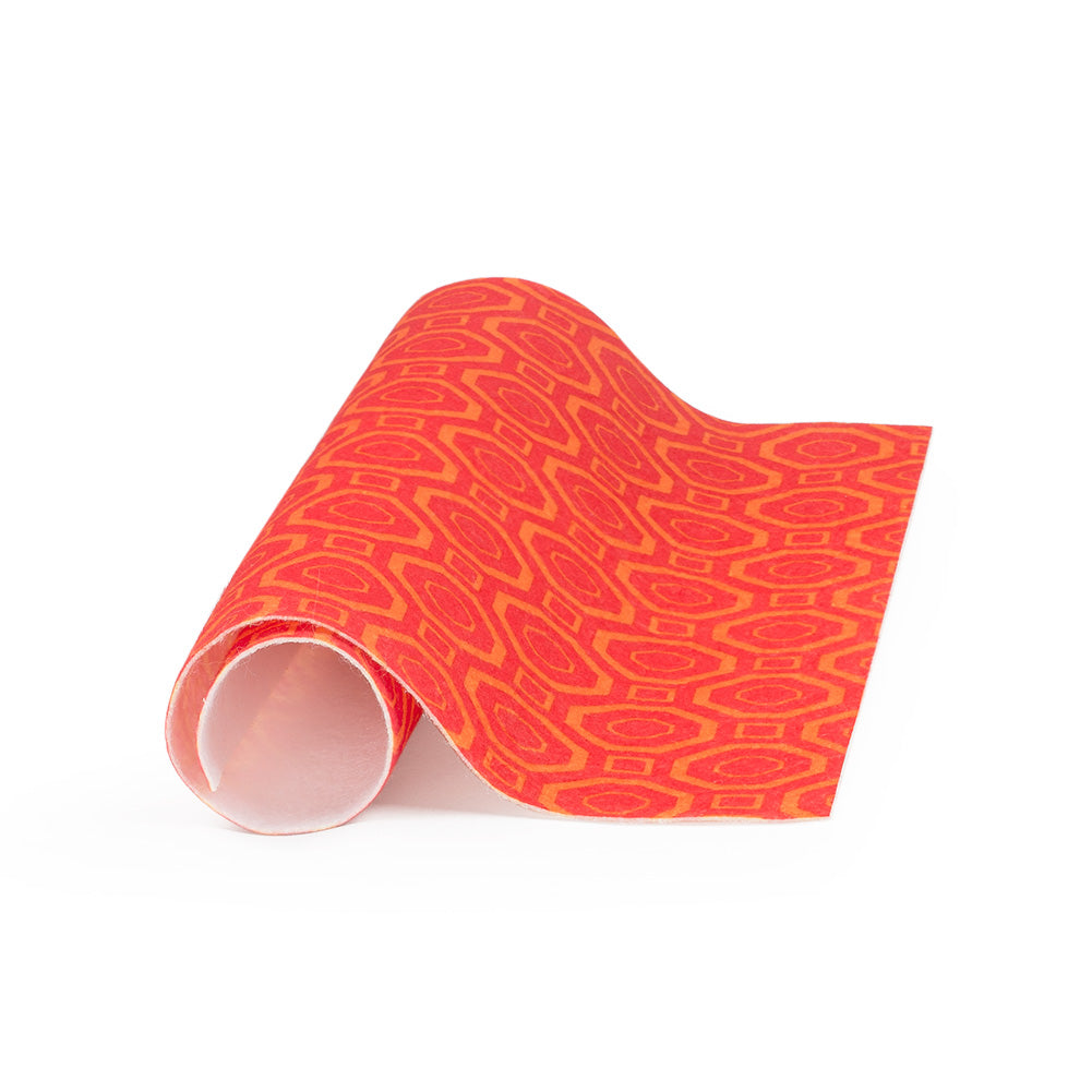 Patterned Craft Felt- Geometric Mosaic- Burnt Orange & Red